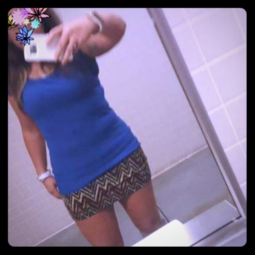 Blue and brown mini skirt
